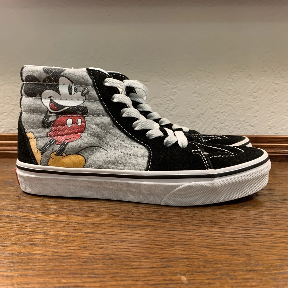 Vans Disney Mickey Mouse Hi Top Lace up Shoes Youth Kids Sz 3 GUC